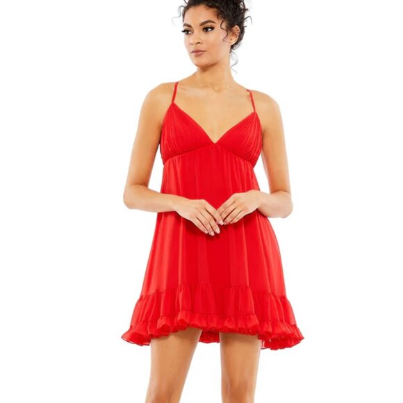 Mac Duggal NWT 70194 Mini Red Dress - Picture 1 of 3
